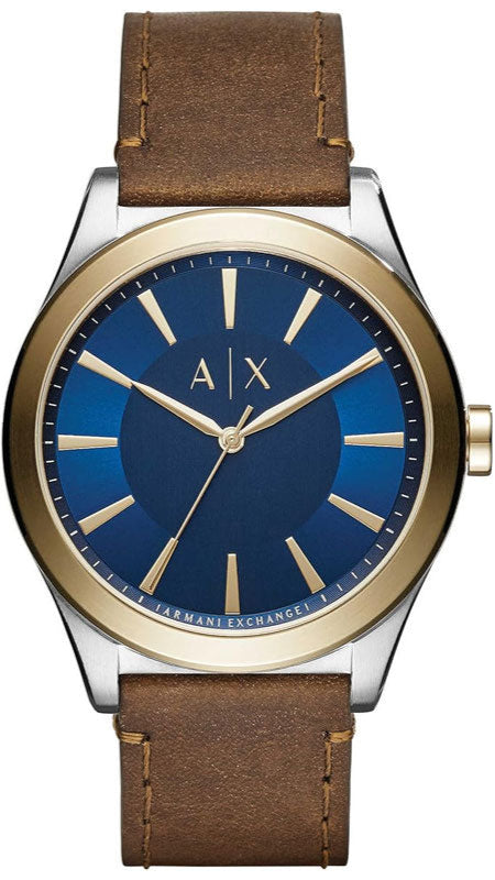  Shop Authentic Armani Exchange Nico Quartz Blue Dial Brown Leather Strap Watch For Men - AX2334 - Luxxuri