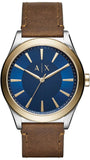  Shop Authentic Armani Exchange Nico Quartz Blue Dial Brown Leather Strap Watch For Men - AX2334 - Luxxuri