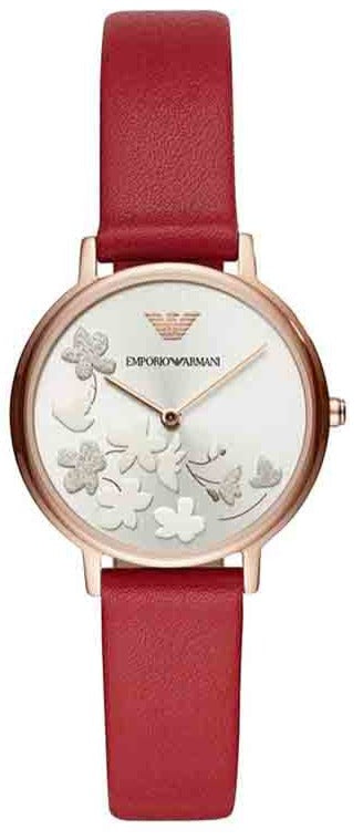  Shop Authentic Emporio Armani Kappa Classic Quartz Silver Dial Red Leather Strap Watch For Women - AR11114 - Luxxuri