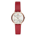  Shop Authentic Emporio Armani Kappa Classic Quartz Silver Dial Red Leather Strap Watch For Women - AR11114 - Luxxuri