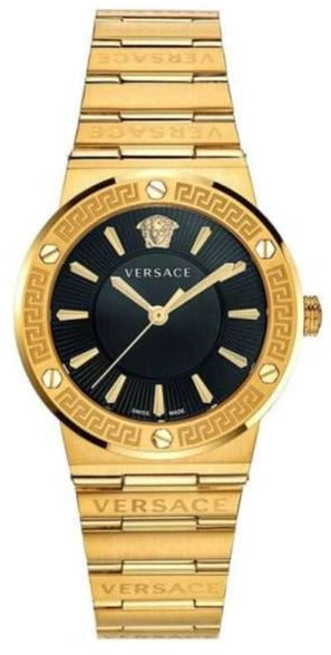  Shop Authentic Versace Greca Black Dial Gold Steel Strap Watch for Women - VEVH00820 - Luxxuri