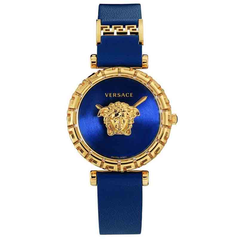  Shop Authentic Versace Palazzo Empire Greca Quartz Blue Dial Blue Leather Strap Watch for Women - VEDV00219 - Luxxuri