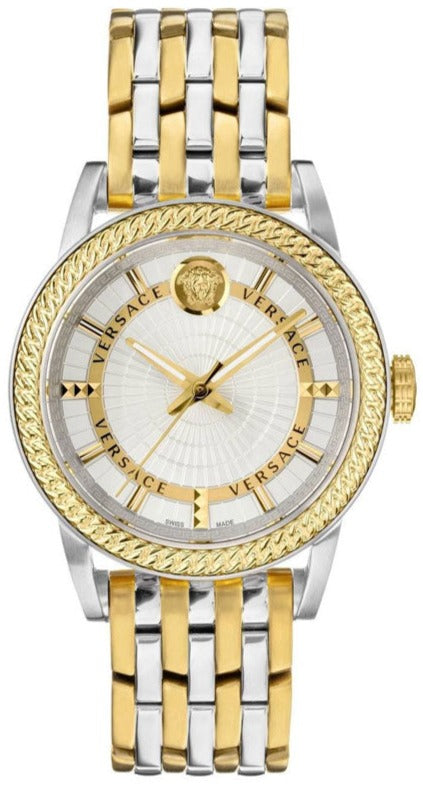  Shop Authentic Versace V Eternal Quartz White Dial Two Tone Steel Strap Watch For Men - VEPO00620 - Luxxuri