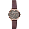 Emporio Armani Quartz Grey Dial Brown Leather Strap Watch For Women - AR11172