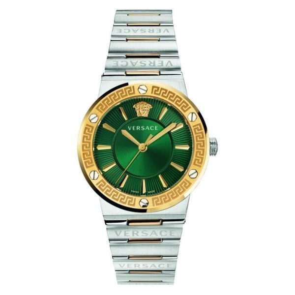  Shop Authentic Versace Greca Green Dial Silver Steel Strap Watch for Women - VEVH00720 - Luxxuri