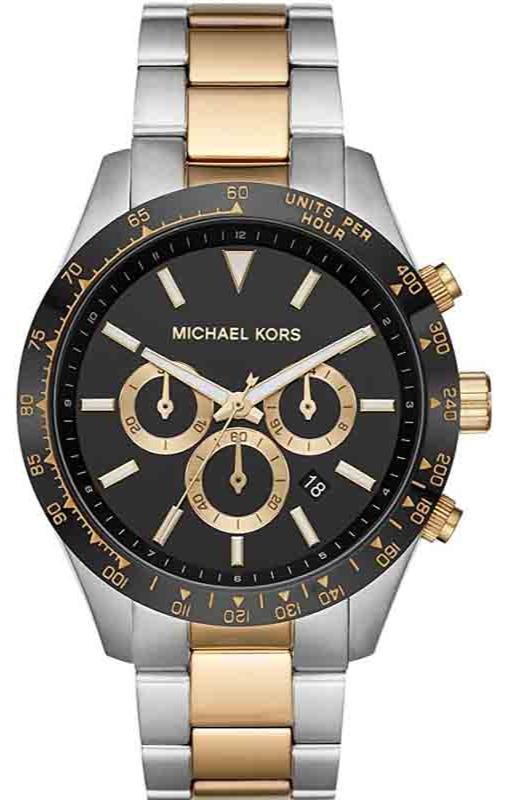  Shop Authentic Michael Kors Layton Chronograph Black Dial Two Tone Steel Strap Watch For Men - MK8784 - Luxxuri