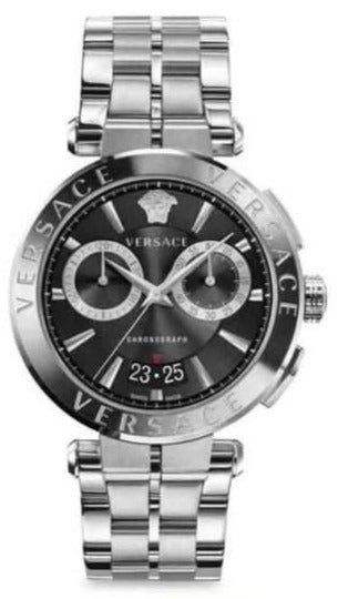  Shop Authentic Versace Quartz Black Dial Silver Steel Strap Watch For Men - VBR080018 - Luxxuri