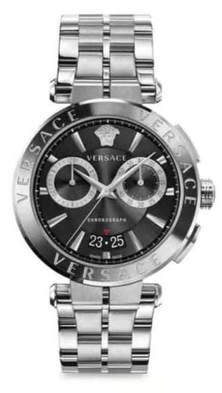  Shop Authentic Versace Aion Chronograph Black Dial Silver Steel Strap Watch for Men - VBR080017 - Luxxuri