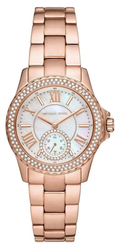  Shop Authentic Michael Kors Camille Quartz Mother of Pearl White Dial Rose Gold Steel Strap Watch For Women - MK7364 - Luxxuri