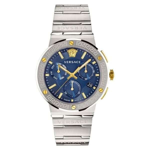  Shop Authentic Versace Greca Quartz Blue Dial Silver Steel Strap Watch For Men - VEZ900221 - Luxxuri