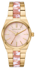  Shop Authentic Michael Kors Channing Quartz Mother of Pearl Pink Dial Two Tone Steel Strap Watch For Women - MK6650 - Luxxuri