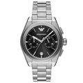 Emporio Armani Federico Chronograph Black Dial Silver Steel Strap Watch For Men - AR11560
