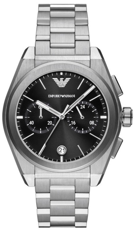  Shop Authentic Emporio Armani Federico Chronograph Black Dial Silver Steel Strap Watch For Men - AR11560 - Luxxuri