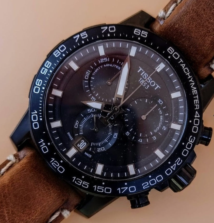  Shop Authentic Tissot Supersport Chrono Black Dial Brown Leather Strap Watch for Men - T125.617.36.051.01 - Luxxuri