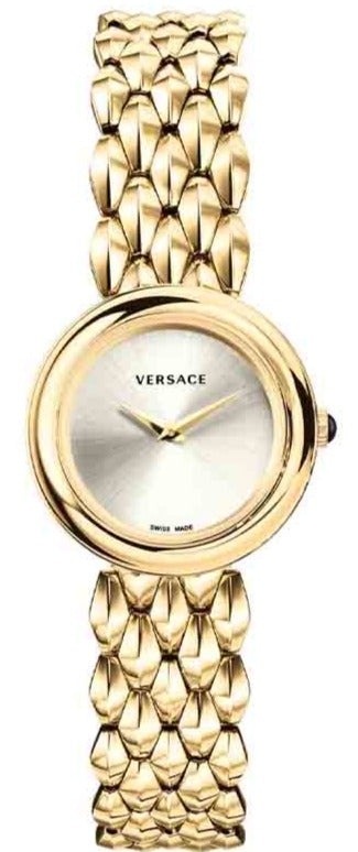  Shop Authentic Versace V-Flare Quartz Silver Dial Gold Steel Strap Watch for Women - VEBN00718 - Luxxuri