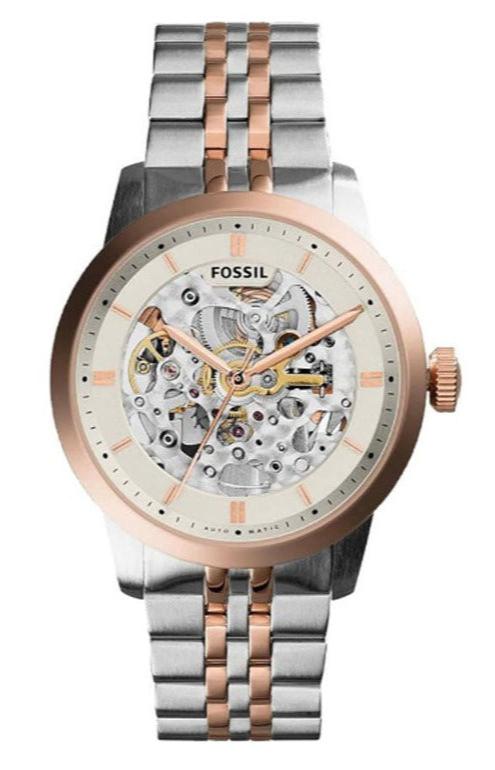  Shop Authentic Fossil Townsman Automatic Skeleton White Dial Two Tone Steel Strap Watch for Men - ME3075 - Luxxuri