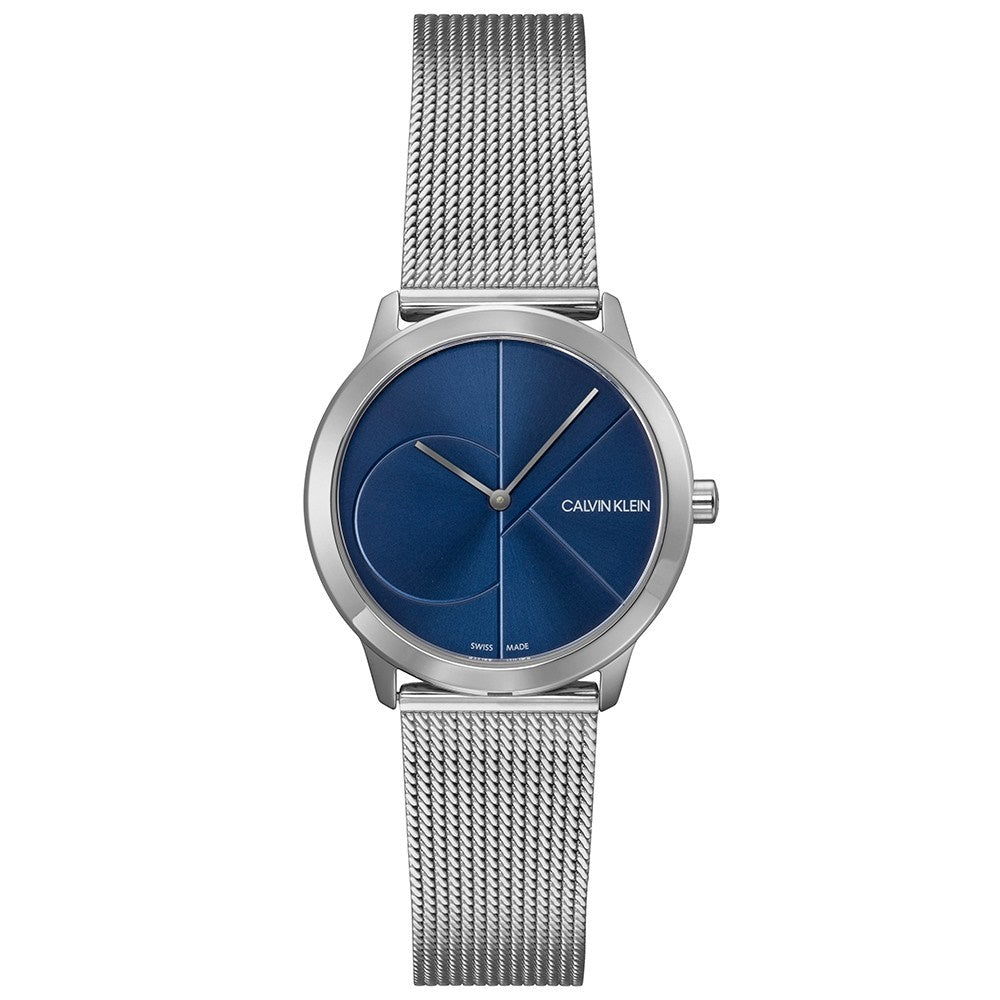  Shop Authentic Calvin Klein Minimal Blue Dial Silver Mesh Bracelet Watch for Women - K3M2212N - Luxxuri
