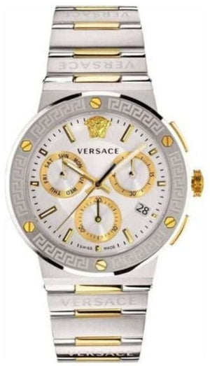  Shop Authentic Versace Greca Chronograph White Dial Two Tone Steel Strap Watch For Men - VEZ900321 - Luxxuri