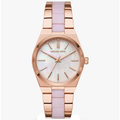  Shop Authentic Michael Kors Channing Quartz Mother of Pearl Pink Dial Two Tone Steel Strap Watch For Women - MK6652 - Luxxuri