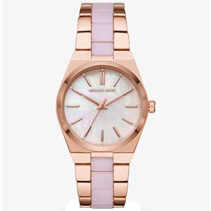  Shop Authentic Michael Kors Channing Quartz Mother of Pearl Pink Dial Two Tone Steel Strap Watch For Women - MK6652 - Luxxuri