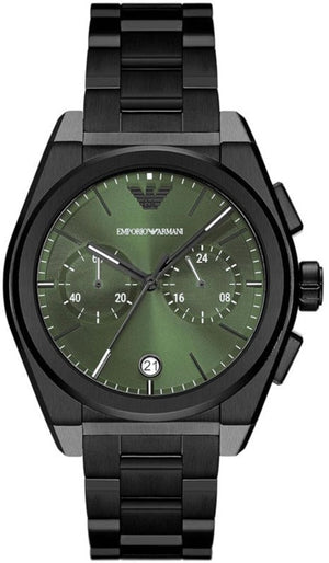  Shop Authentic Emporio Armani Federico Chronograph Green Dial Black Steel Strap Watch For Men - AR11562 - Luxxuri