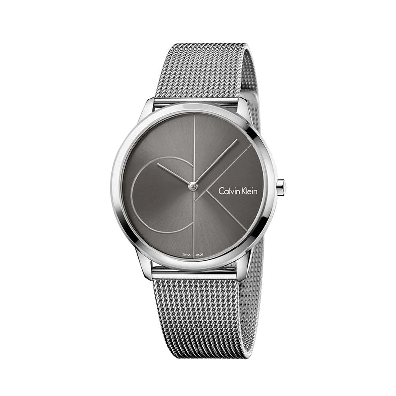  Shop Authentic Calvin Klein Minimal Black Dial Silver Mesh Bracelet Watch for Men - K3M21123 - Luxxuri