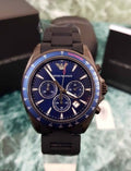  Shop Authentic Emporio Armani Sigma Chronograph Blue Dial Black Silicone Strap Watch For Men - AR6121 - Luxxuri