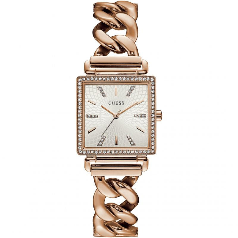  Shop Authentic Guess Vanity Diamonds Silver Dial Gold Steel Strap Watch for Women - W1030L4 - Luxxuri