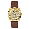  Shop Authentic Guess Multifunction Chronograph Gold Dial Brown Leather Strap Watch For Men - GW0389G5 - Luxxuri