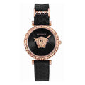 Versace Palazzo Empire Greca Black Dial Black Leather Strap Watch for Women - VEDV00719