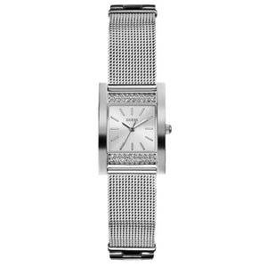  Shop Authentic Guess Nouveau Diamonds Silver Dial Silver Mesh Bracelet Watch for Women - W0127L1 - Luxxuri