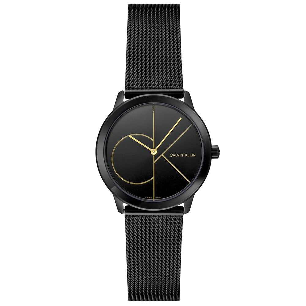  Shop Authentic Calvin Klein Minimal Black Dial Black Mesh Bracelet Watch for Women - K3M224X1 - Luxxuri