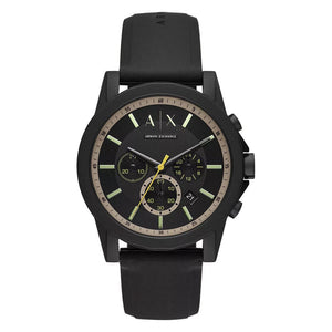  Shop Authentic Armani Exchange Outerbanks Chronograph Black Dial Black Silicone Strap Watch For Men - AX1343 - Luxxuri
