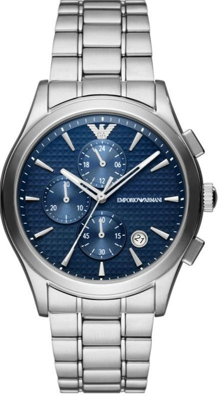  Shop Authentic Emporio Armani Chronograph Blue Dial Silver Steel Strap Watch For Men - AR11528 - Luxxuri