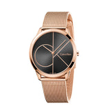  Shop Authentic Calvin Klein Minimal Black Dial Rose Gold Mesh Bracelet Watch for Men - K3M21621 - Luxxuri