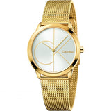  Shop Authentic Calvin Klein Minimal Silver Dial Gold Mesh Bracelet Watch for Women - K3M22526 - Luxxuri