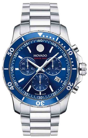  Shop Authentic Movado Series 800 Chronograph Blue Dial Silver Steel Strap Watch For Men - 2600141 - Luxxuri