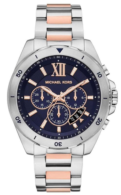  Shop Authentic Michael Kors Brecken Chronograph Blue Dial Two Tone Steel Strap Watch For Men - MK9065 - Luxxuri
