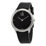  Shop Authentic Calvin Klein Minimal Diamonds Black Dial Black Leather Strap Watch for Men - K3M211CS - Luxxuri