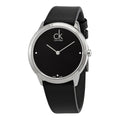  Shop Authentic Calvin Klein Minimal Black Dial Black Leather Strap Watch for Men - K3M221CS - Luxxuri