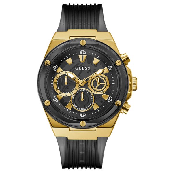  Shop Authentic Guess Poseidon Chronograph Black Dial Black Silicone Strap Watch For Men - GW0425G1 - Luxxuri
