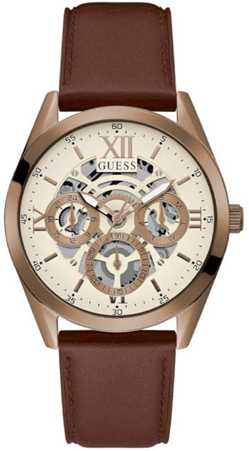  Shop Authentic Guess Multi-Function Chronograph White Dial Brown Leather Strap Watch For Men - GW0389G8 - Luxxuri