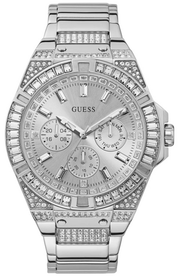  Shop Authentic Guess Zeus Multifunction Diamonds Silver Dial Silver Steel Strap Watch for Men - GW0209G1 - Luxxuri
