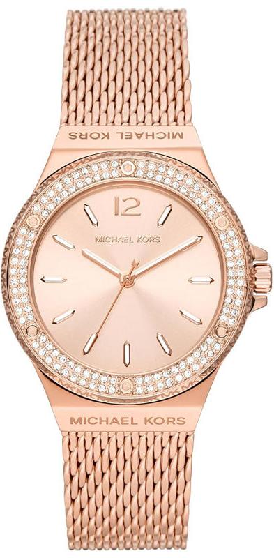  Shop Authentic Michael Kors Lennox Three Hand Rose Gold Dial Rose Gold Mesh Strap Watch For Women - MK7336 - Luxxuri