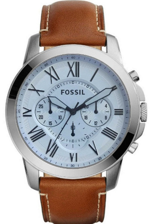  Shop Authentic Fossil Grant Chronograph Blue Dial Brown Leather Strap Watch for Men - FS5184 - Luxxuri
