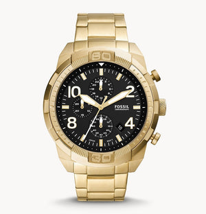  Shop Authentic Fossil Bronson Chronograph Black Dial Gold Steel Strap Watch for Men - FS5877 - Luxxuri