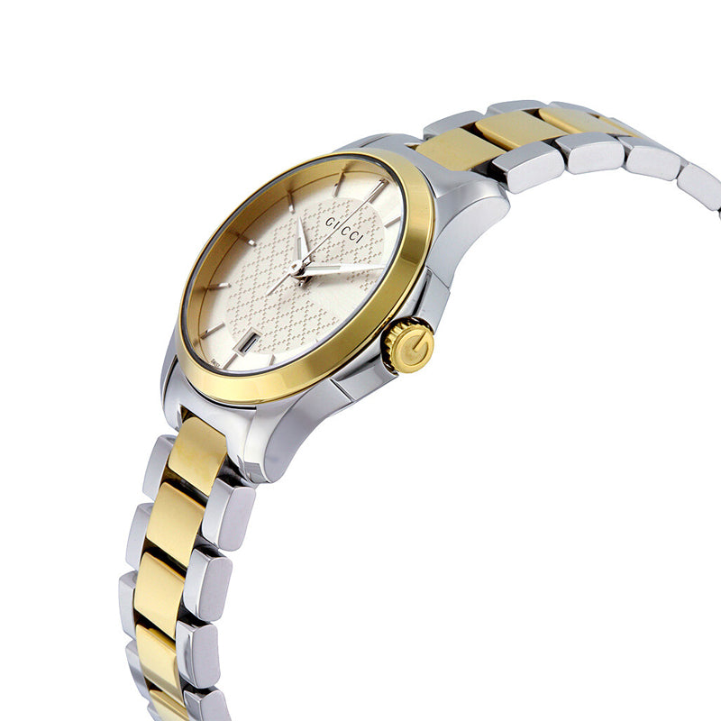  Shop Authentic Gucci G Timeless Quartz Silver Dial Two Tone Steel Strap Watch For Women - YA126531 - Luxxuri