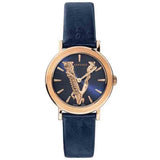  Shop Authentic Versace Virtus Quartz Blue Dial Blue Leather Strap Watch for Women - VEHC00419 - Luxxuri