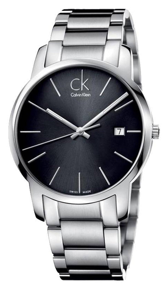  Shop Authentic Calvin Klein City Date Black Dial Silver Steel Strap Watch for Men - K2G2G143 - Luxxuri