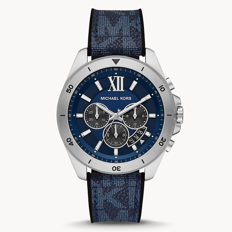  Shop Authentic Michael Kors Brecken Chronograph Blue Dial Blue Rubber Strap Watch For Men - MK8923 - Luxxuri